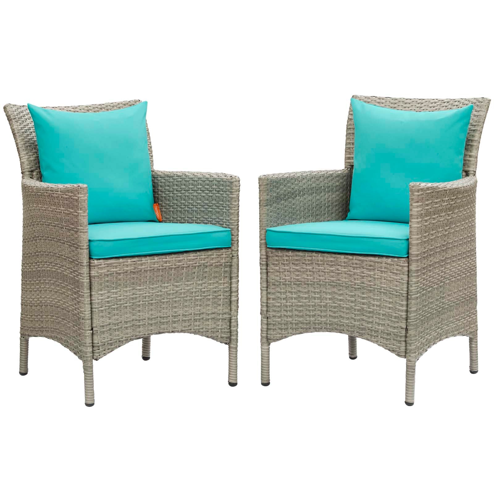 Modway Conduit Outdoor Patio Wicker Rattan Dining Armchair Set of 2 | Armchairs | 