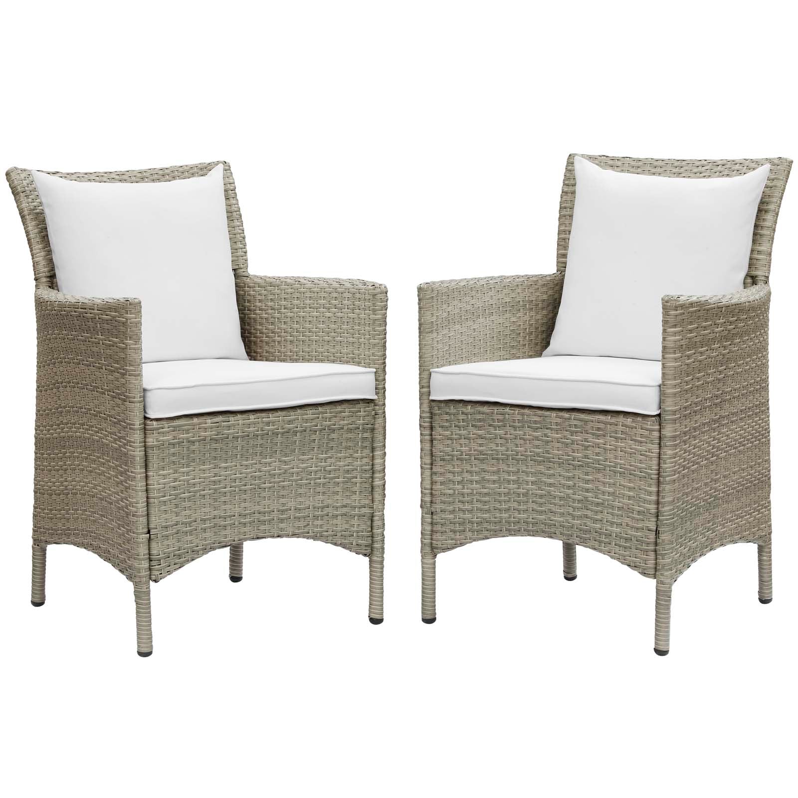 Modway Conduit Outdoor Patio Wicker Rattan Dining Armchair Set of 2 | Armchairs | 
