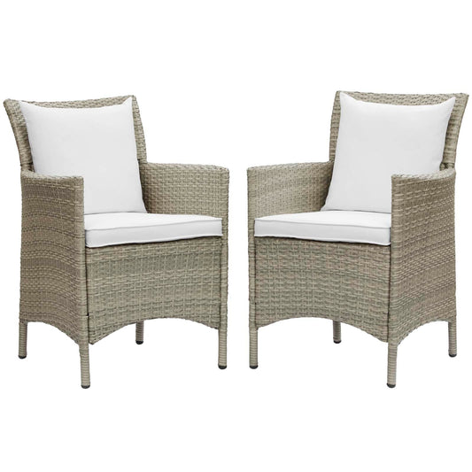 Modway Conduit Outdoor Patio Wicker Rattan Dining Armchair Set of 2 | Armchairs | 