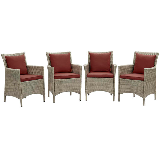 Modway Conduit Outdoor Patio Wicker Rattan Dining Armchair Set of 4 | Armchairs | 
