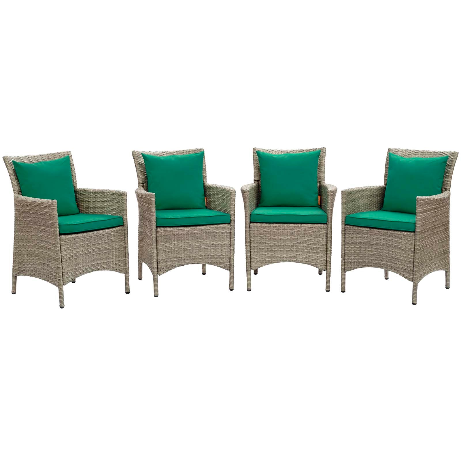 Modway Conduit Outdoor Patio Wicker Rattan Dining Armchair Set of 4 | Armchairs | 
