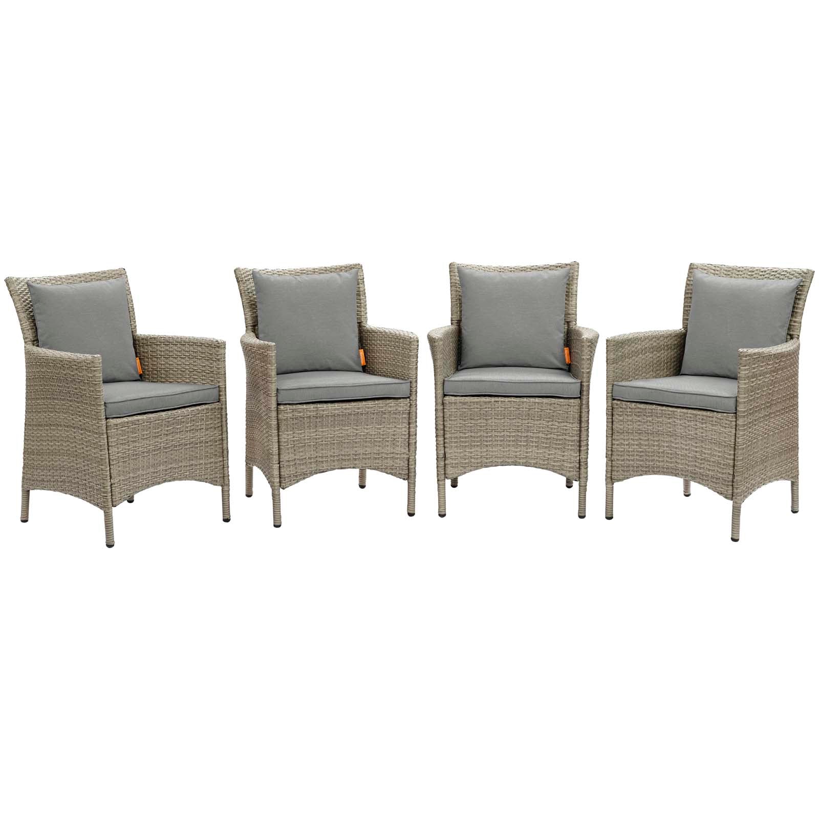 Modway Conduit Outdoor Patio Wicker Rattan Dining Armchair Set of 4 | Armchairs | 