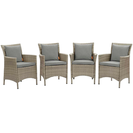 Modway Conduit Outdoor Patio Wicker Rattan Dining Armchair Set of 4 | Armchairs | 