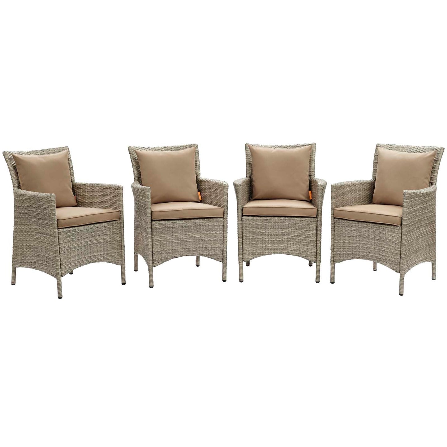 Modway Conduit Outdoor Patio Wicker Rattan Dining Armchair Set of 4 | Armchairs | 