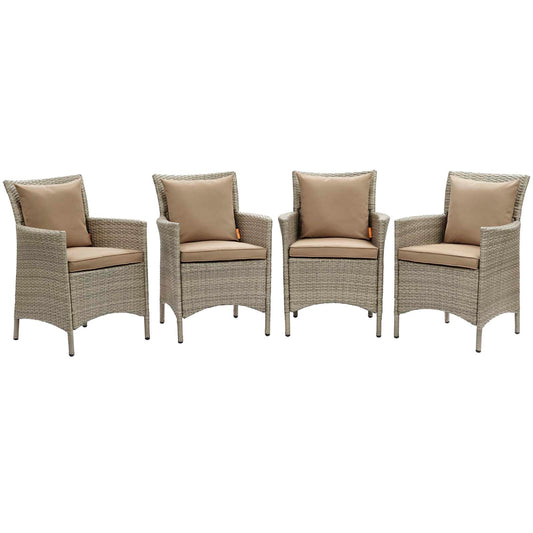 Modway Conduit Outdoor Patio Wicker Rattan Dining Armchair Set of 4 | Armchairs | 