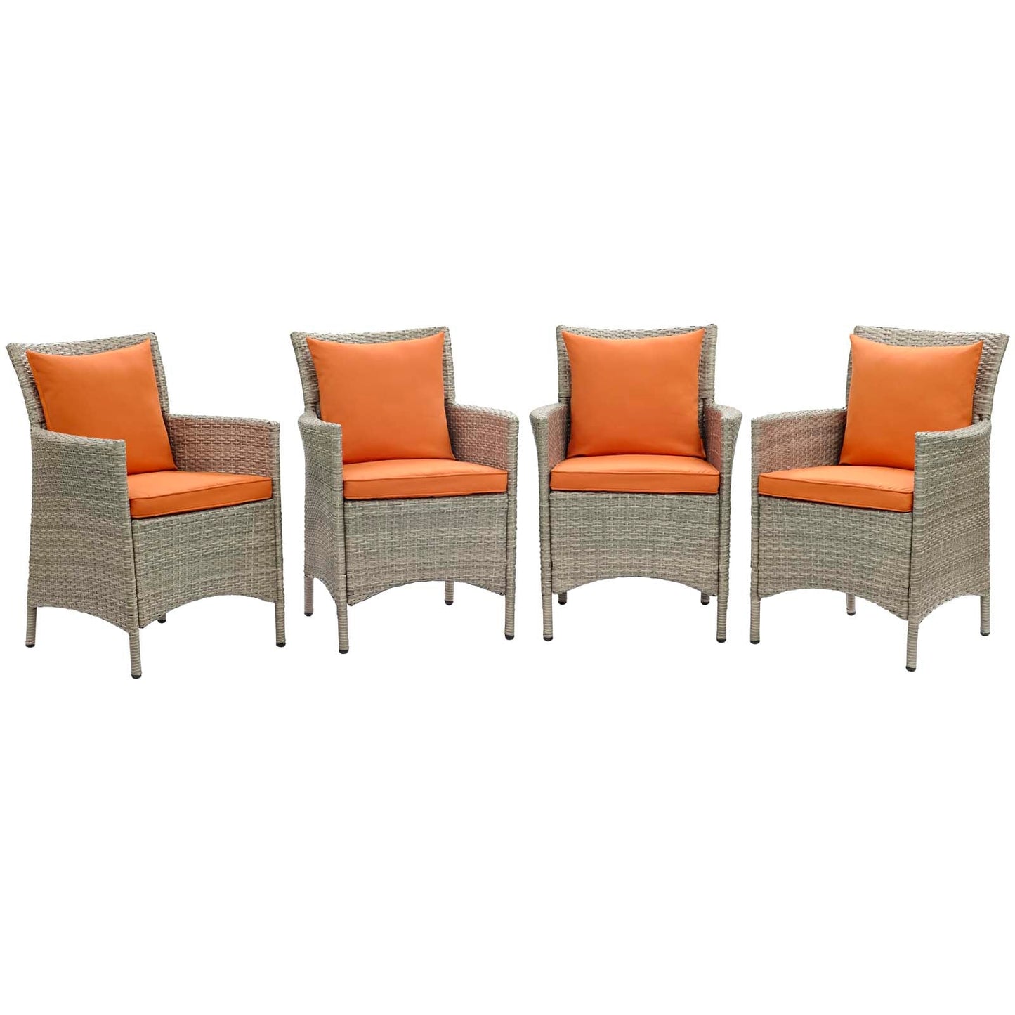Modway Conduit Outdoor Patio Wicker Rattan Dining Armchair Set of 4 | Armchairs | 