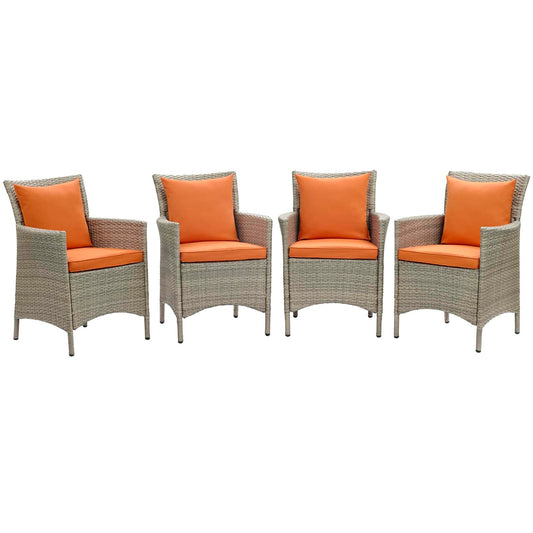 Modway Conduit Outdoor Patio Wicker Rattan Dining Armchair Set of 4 | Armchairs | 