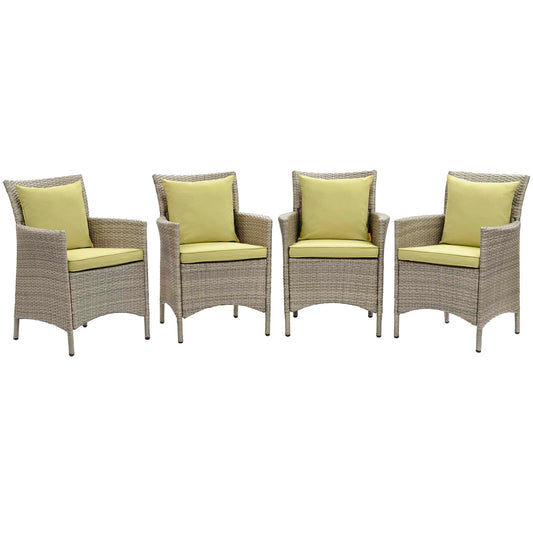 Modway Conduit Outdoor Patio Wicker Rattan Dining Armchair Set of 4 | Armchairs | 