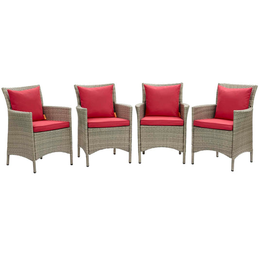 Modway Conduit Outdoor Patio Wicker Rattan Dining Armchair Set of 4 | Armchairs | 