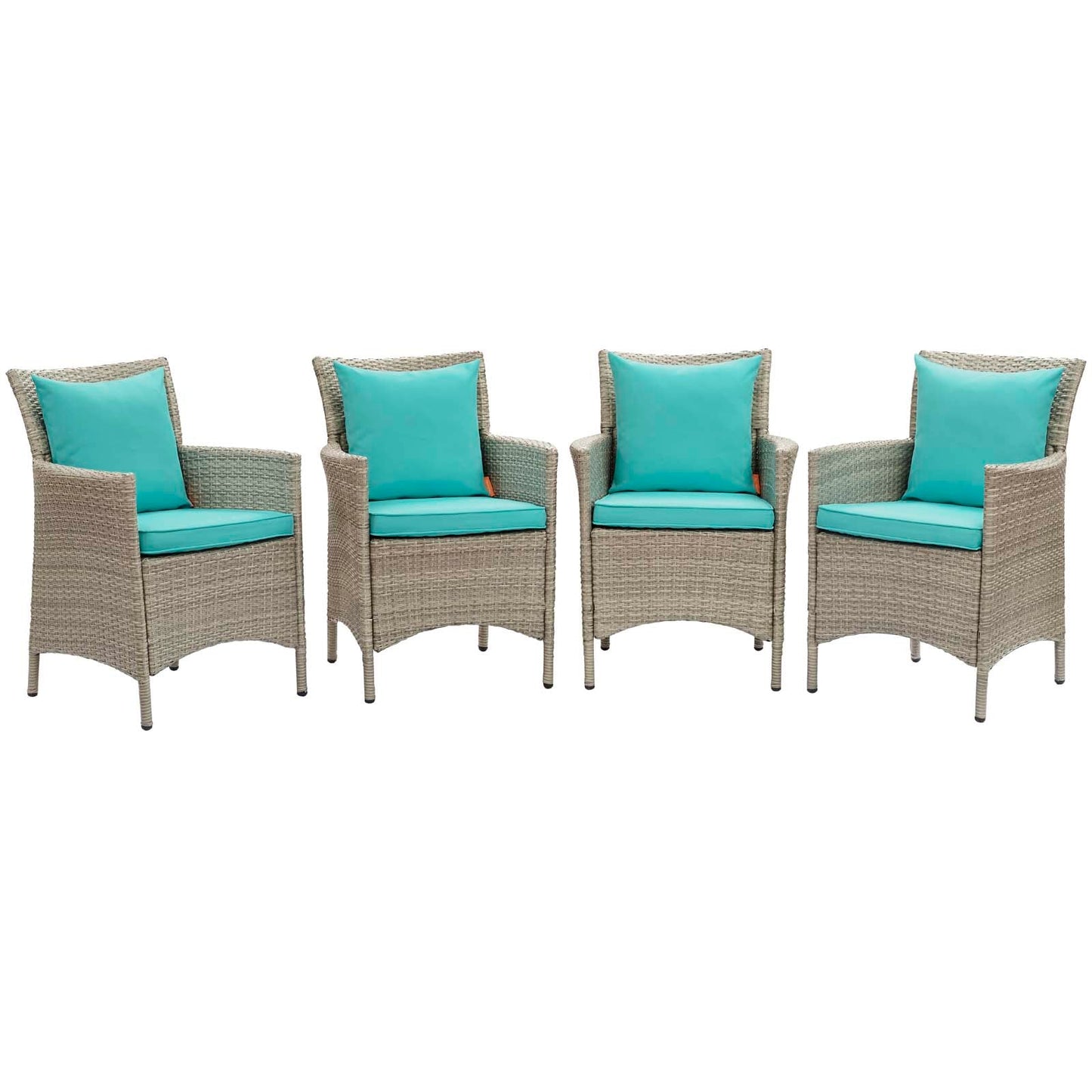 Modway Conduit Outdoor Patio Wicker Rattan Dining Armchair Set of 4 | Armchairs | 