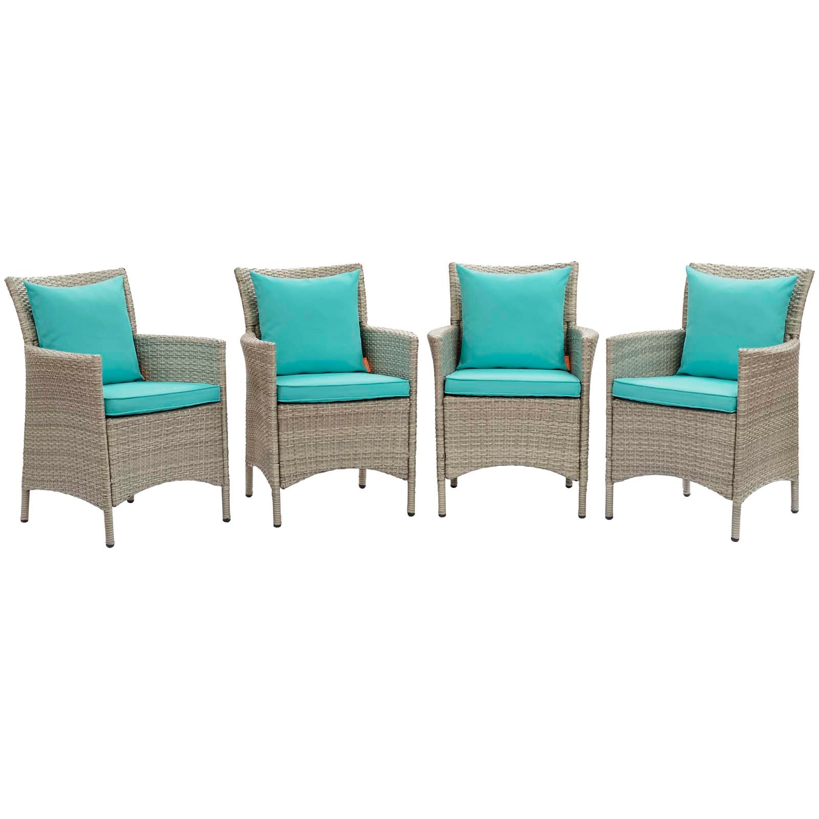 Modway Conduit Outdoor Patio Wicker Rattan Dining Armchair Set of 4 | Armchairs | 
