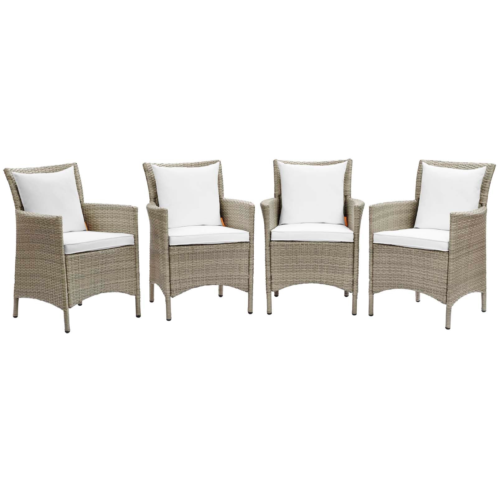 Modway Conduit Outdoor Patio Wicker Rattan Dining Armchair Set of 4 | Armchairs | 