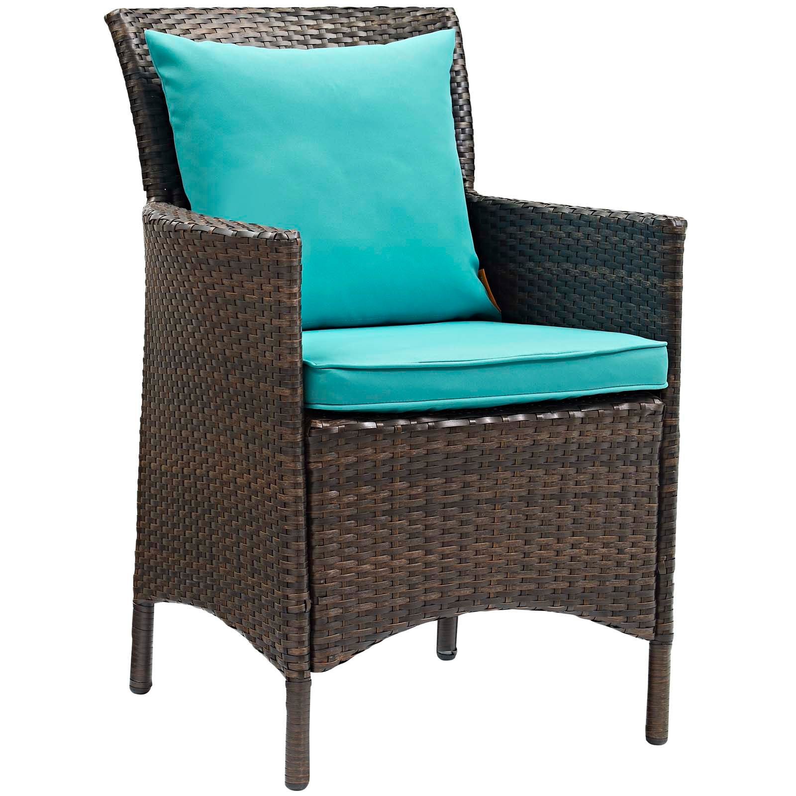 Modway Conduit Outdoor Patio Wicker Rattan Dining Armchair Set of 4 | Dining Chairs | 