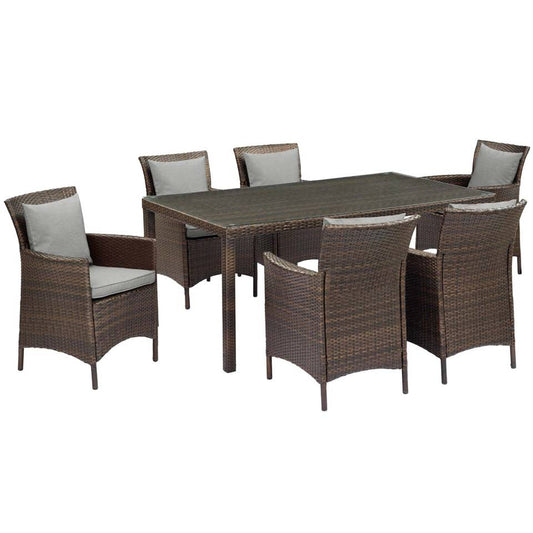 Modway Conduit 7 Piece Outdoor Patio Wicker Rattan Dining Set | Dining Sets | 