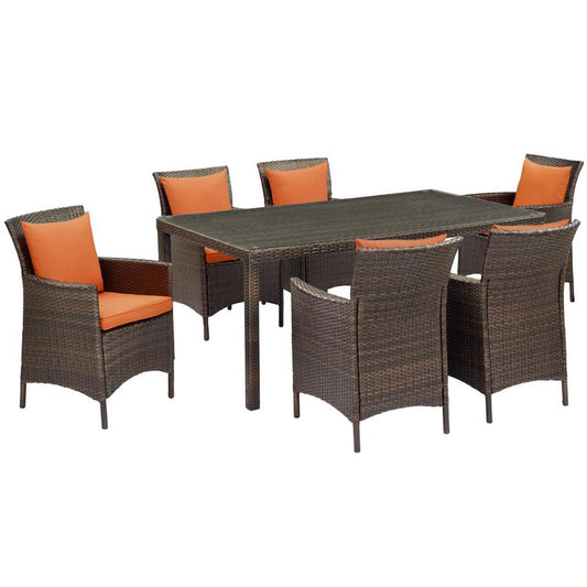 Modway Conduit 7 Piece Outdoor Patio Wicker Rattan Dining Set | Dining Sets | 