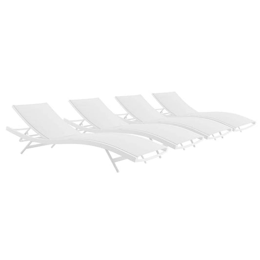 Modway Glimpse Outdoor Patio Mesh Chaise Lounge Set of 4 | Outdoor Recliners & Lounge Chairs | 