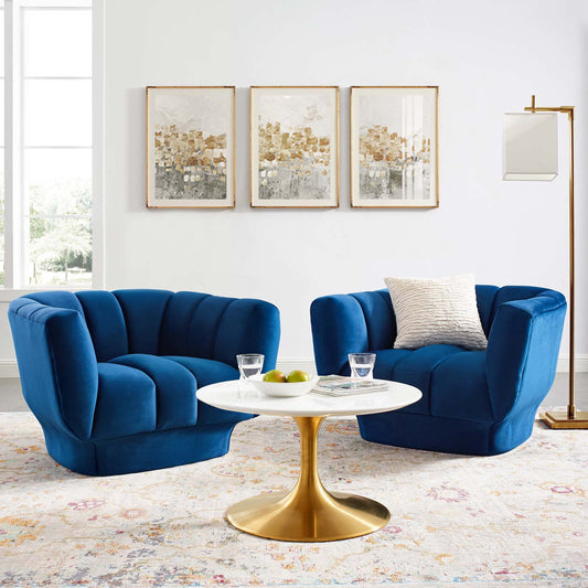 Modway Entertain Vertical Channel Tufted Performance Velvet Armchair Set of 2 | Armchairs | 