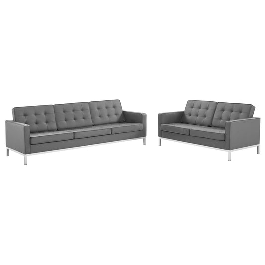 Modway Loft Tufted Upholstered Faux Leather Sofa and Loveseat Set | Loveseats | Modishstore-4