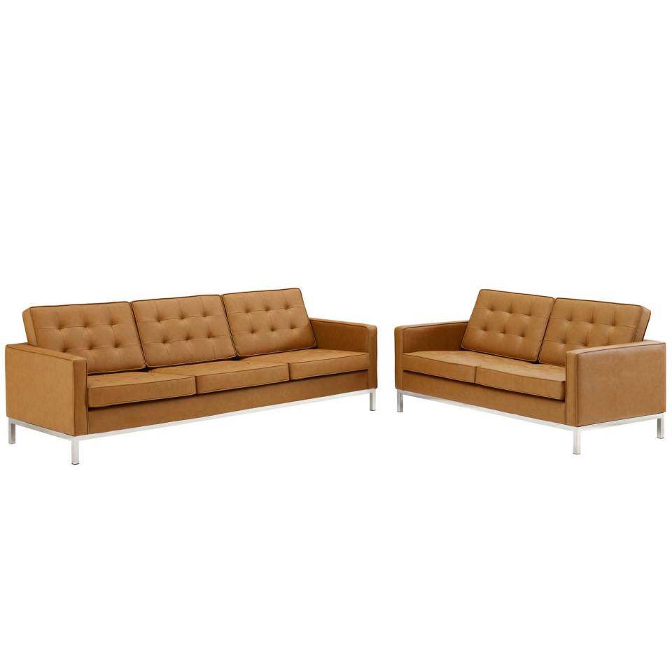 Modway Loft Tufted Upholstered Faux Leather Sofa and Loveseat Set | Loveseats | Modishstore-2
