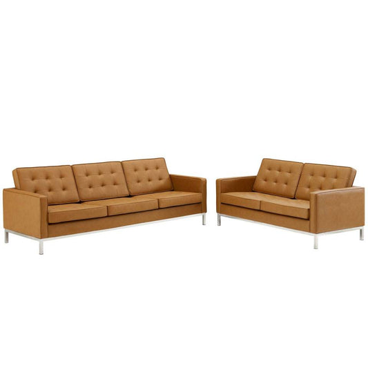 Modway Loft Tufted Upholstered Faux Leather Sofa and Loveseat Set | Loveseats | Modishstore-2