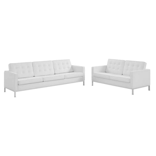 Modway Loft Tufted Upholstered Faux Leather Sofa and Loveseat Set | Loveseats | Modishstore-3