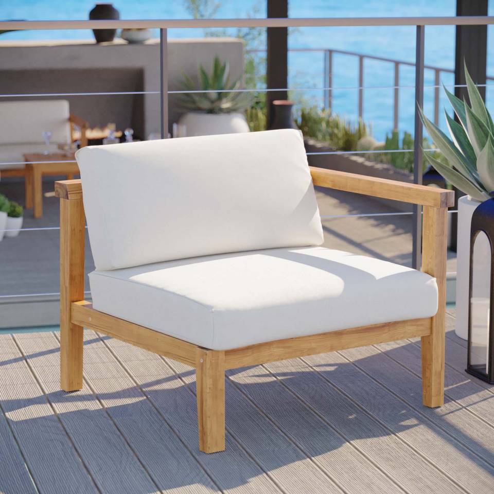 Modway Bayport Outdoor Patio Teak Wood Right-Arm Chair | Outdoor Patio Daybed