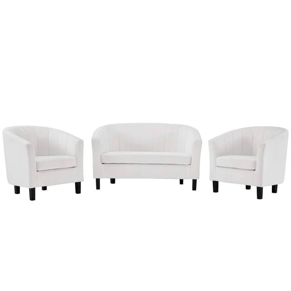 Modway Prospect Channel Tufted 3 Piece Performance Velvet Set | Loveseats | Modishstore-7