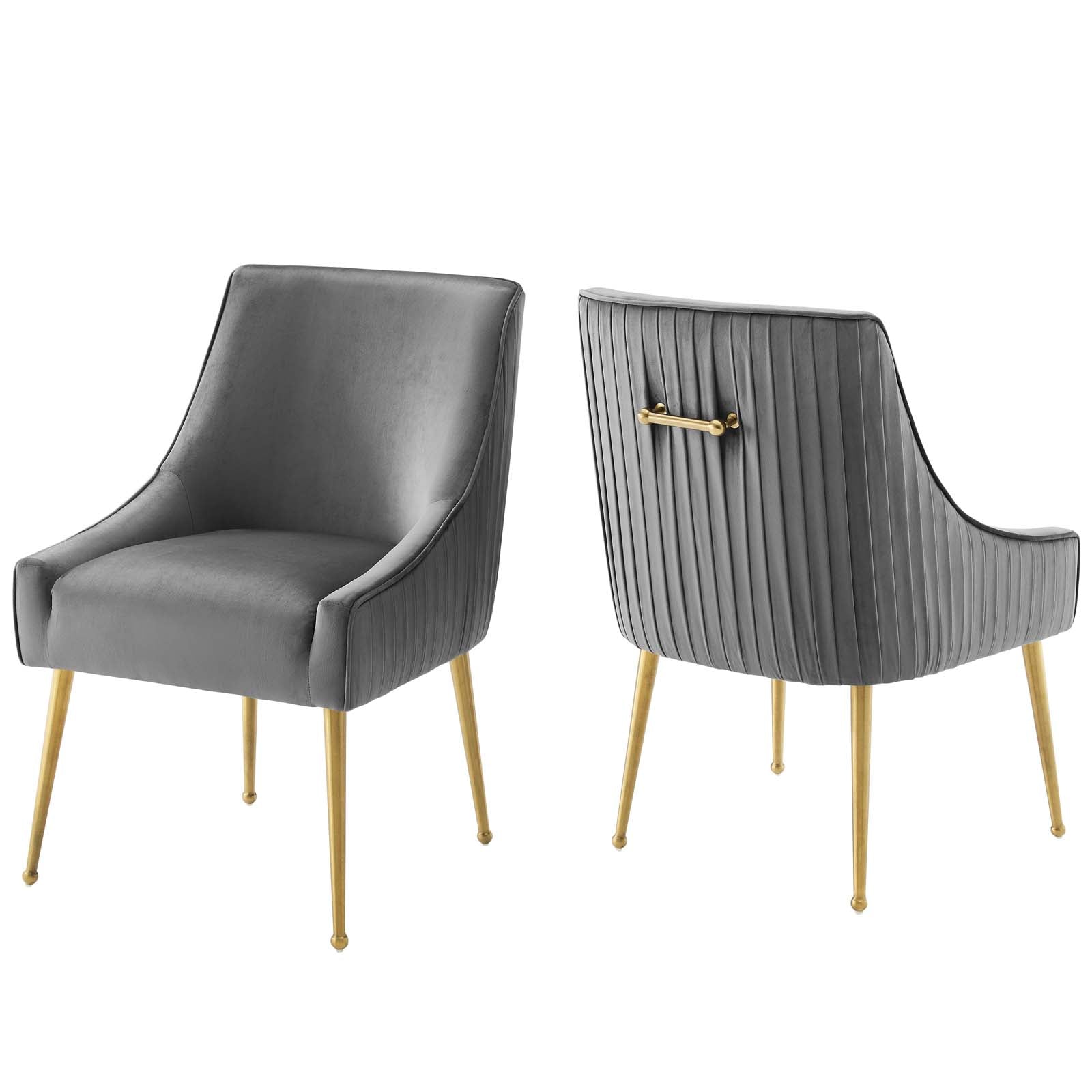 Modway Discern Pleated Back Upholstered Performance Velvet Dining Chair Set of 2 | Dining Chairs | 