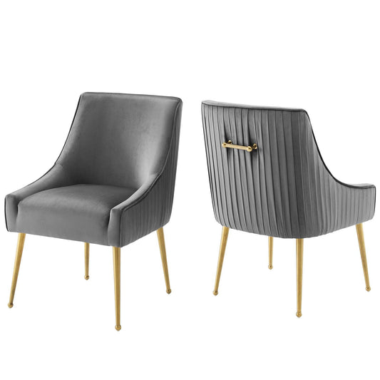 Modway Discern Pleated Back Upholstered Performance Velvet Dining Chair Set of 2 | Dining Chairs | 