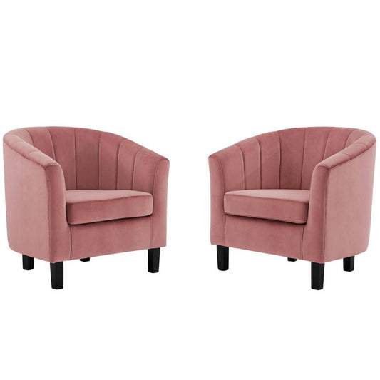 Modway Prospect Channel Tufted Performance Velvet Armchair Set of 2 | Armchairs | Modishstore