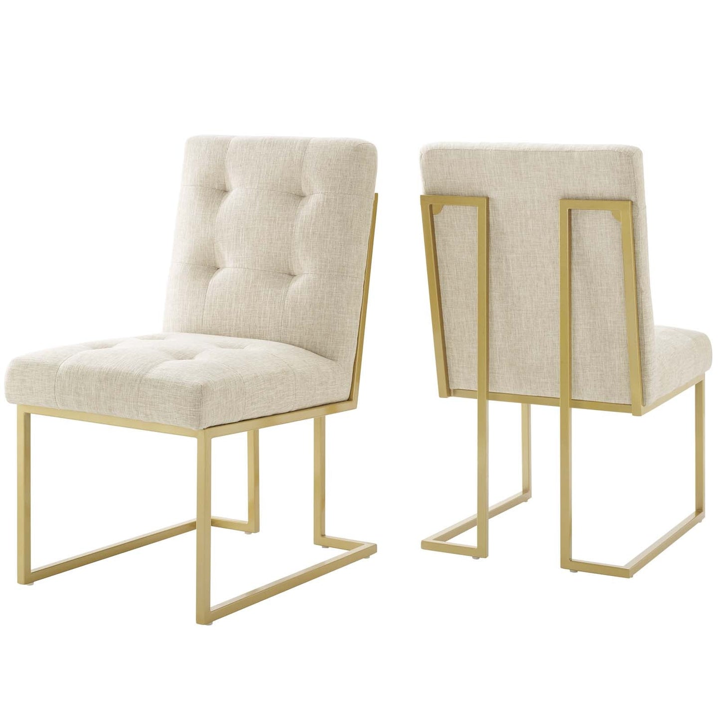 Modway Privy Gold Stainless Steel Upholstered Fabric Dining Accent Chair Set of 2 | Dining Chairs | Modishstore-2