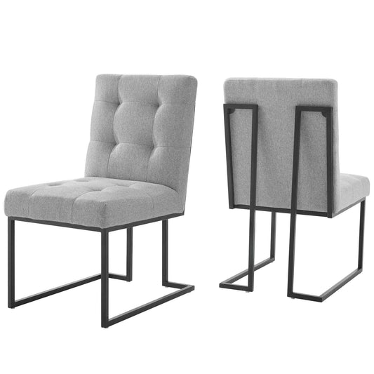 Modway Privy Black Stainless Steel Upholstered Fabric Dining Chair Set of 2 | Dining Chairs | Modishstore-2