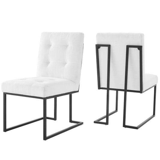 Modway Privy Black Stainless Steel Upholstered Fabric Dining Chair Set of 2 | Dining Chairs | Modishstore-3