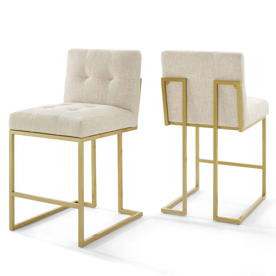 Modway Privy Gold Stainless Steel Upholstered Fabric Counter Stool Set of 2 | Counter Stools | Modishstore-2