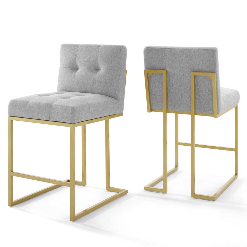 Modway Privy Gold Stainless Steel Upholstered Fabric Counter Stool Set of 2 | Counter Stools | Modishstore-3