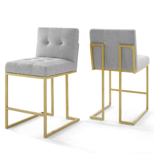 Modway Privy Gold Stainless Steel Upholstered Fabric Counter Stool Set of 2 | Counter Stools | Modishstore-3
