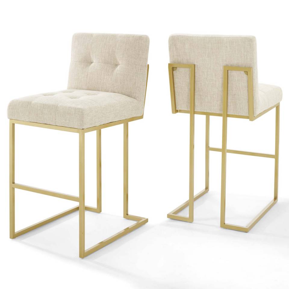 Modway Privy Gold Stainless Steel Performance Velvet Bar Stool Set of 2 | Bar Stools | Modishstore-2