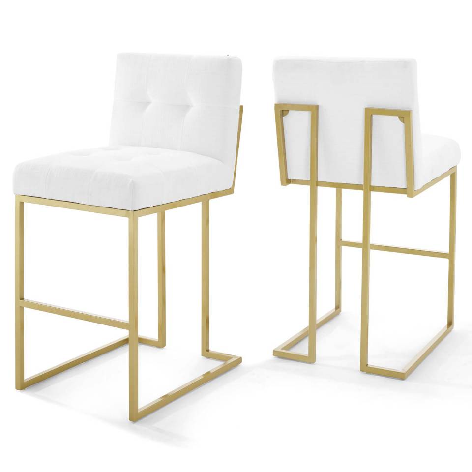 Modway Privy Gold Stainless Steel Performance Velvet Bar Stool Set of 2 | Bar Stools | Modishstore-4