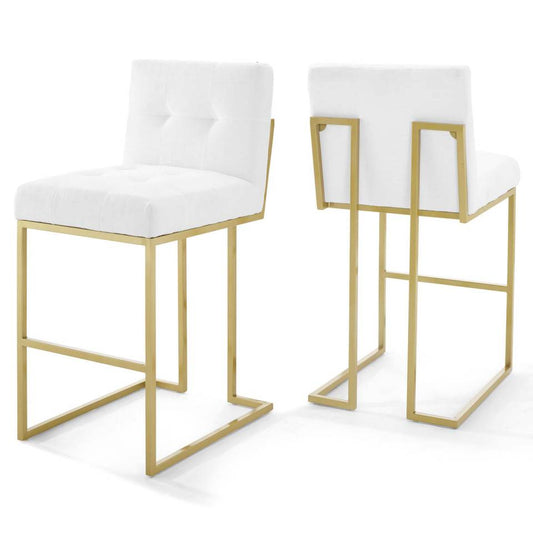 Modway Privy Gold Stainless Steel Performance Velvet Bar Stool Set of 2 | Bar Stools | Modishstore-4