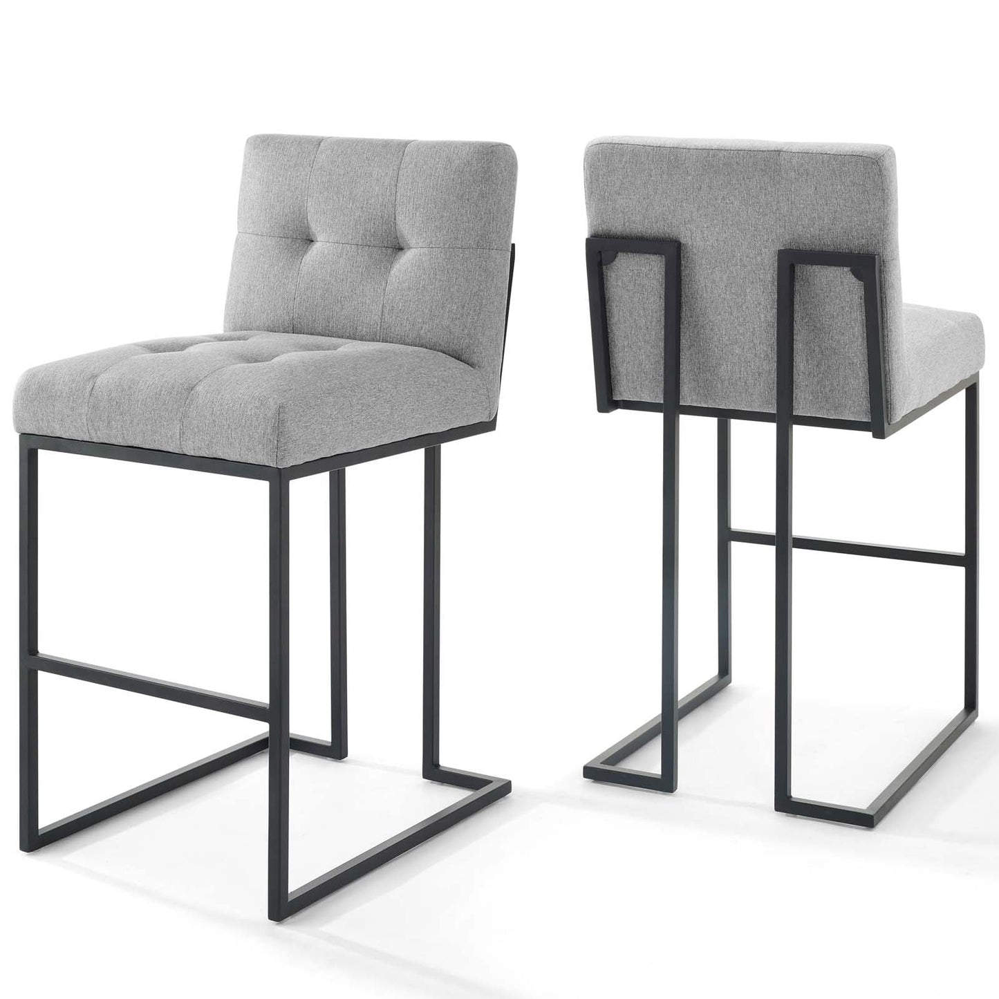 Privy Black Stainless Steel Upholstered Fabric Bar Stool Set of 2 By Modway - EEI-4159 | Bar Stools | Modishstore