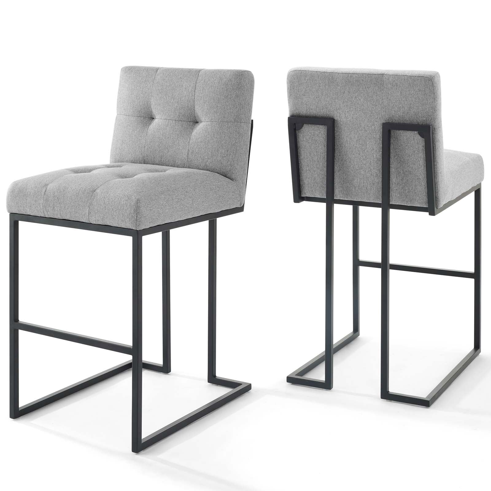 Privy Black Stainless Steel Upholstered Fabric Bar Stool Set of 2 By Modway - EEI-4159 | Bar Stools | Modishstore
