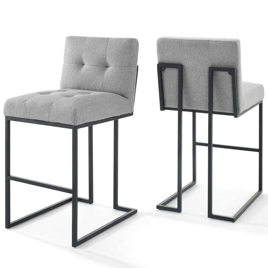 Privy Black Stainless Steel Upholstered Fabric Bar Stool Set of 2 By Modway - EEI-4159 | Bar Stools | Modishstore