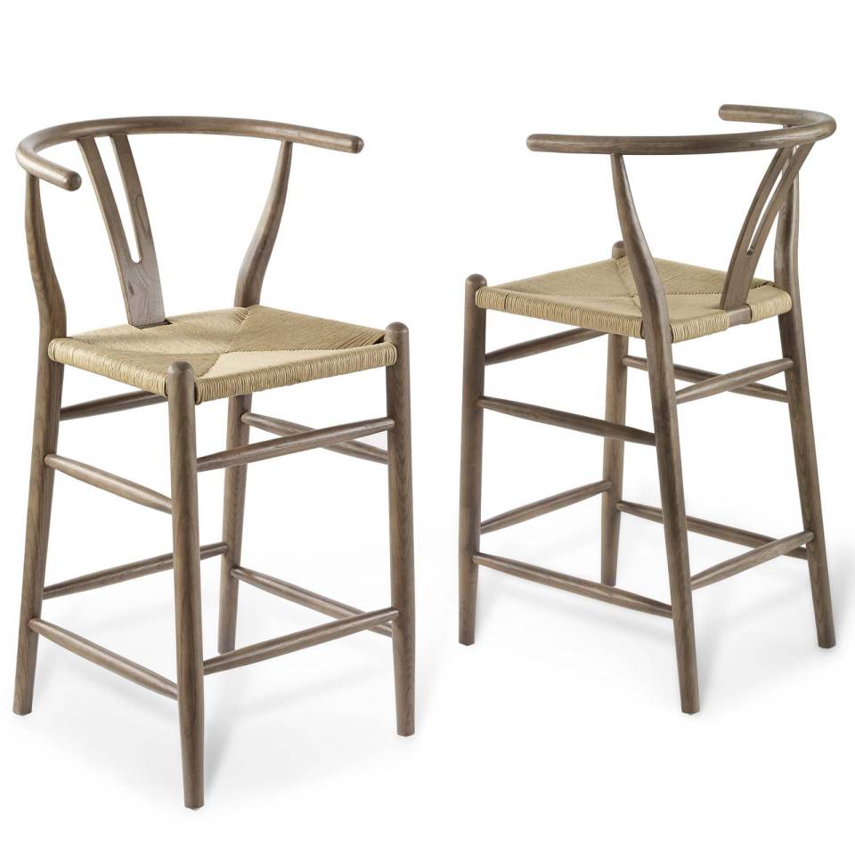 Modway Amish Wood Counter Stool Set of 2 | Counter Stools