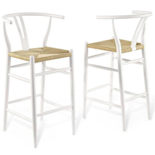 Modway Amish Wood Bar Stool Set of 2 | Bar Stools | 