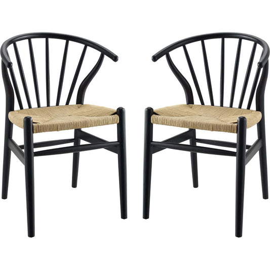 Modway Flourish Spindle Wood Dining Side Chair Set of 2 | Side Chairs