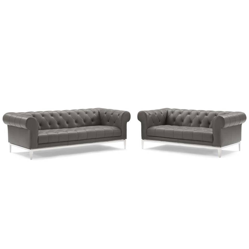 Modway Idyll Tufted Upholstered Leather Sofa and Loveseat Set | Loveseats