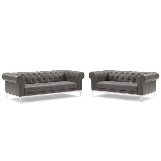 Modway Idyll Tufted Upholstered Leather Sofa and Loveseat Set | Loveseats
