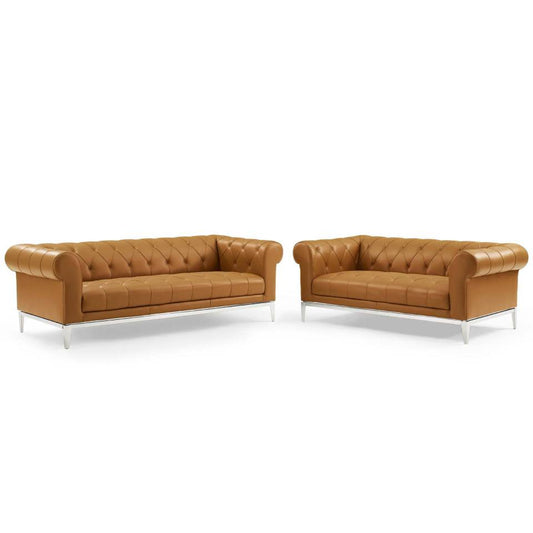 Modway Idyll Tufted Upholstered Leather Sofa and Loveseat Set | Loveseats | 