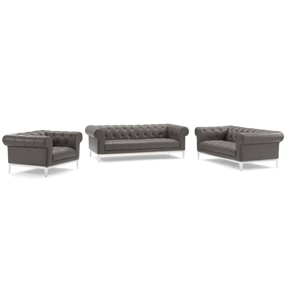 Modway Idyll 3 Piece Upholstered Leather Set | Loveseats