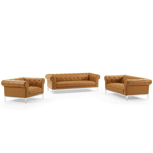 Modway Idyll 3 Piece Upholstered Leather Set | Loveseats | 